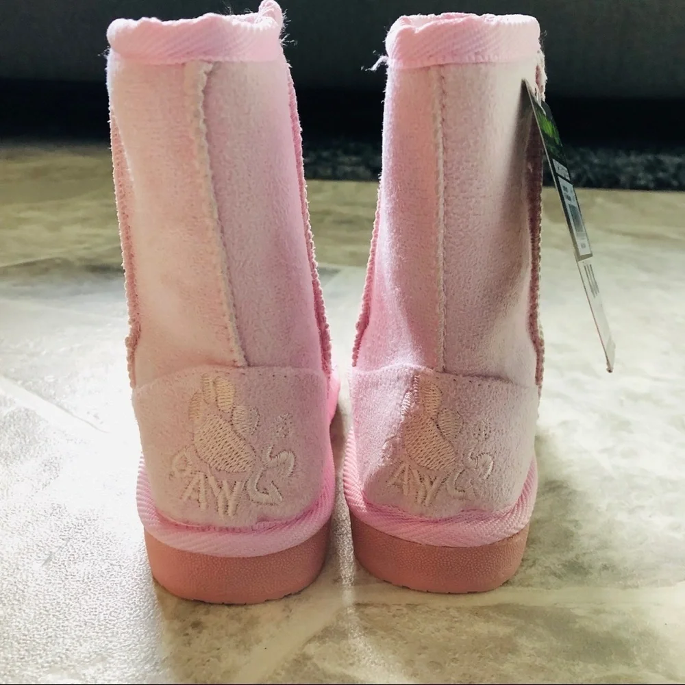 NWT DAWGS pink girls faux shearling liner memory foam winter boots Size 4.5 6.5